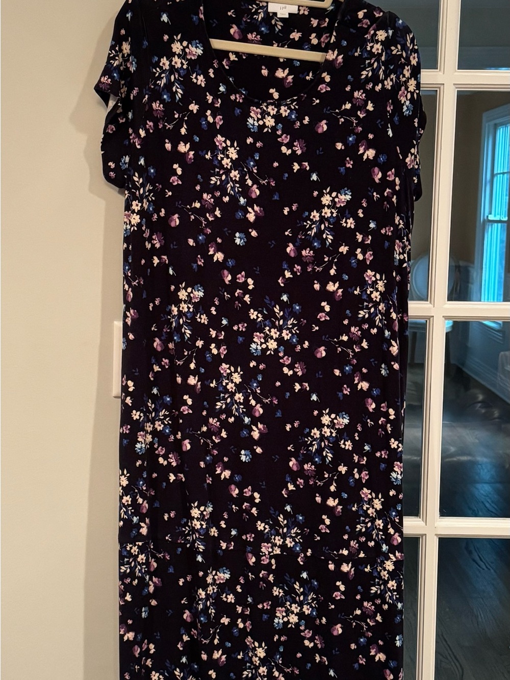 J.Jill Navy Floral Print Maxi Dress